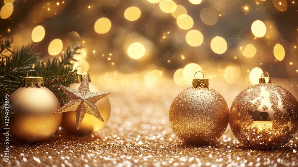 Poster twinkling golden lights create a festive backdrop, evoking the warm glow of christmas. abstract glit