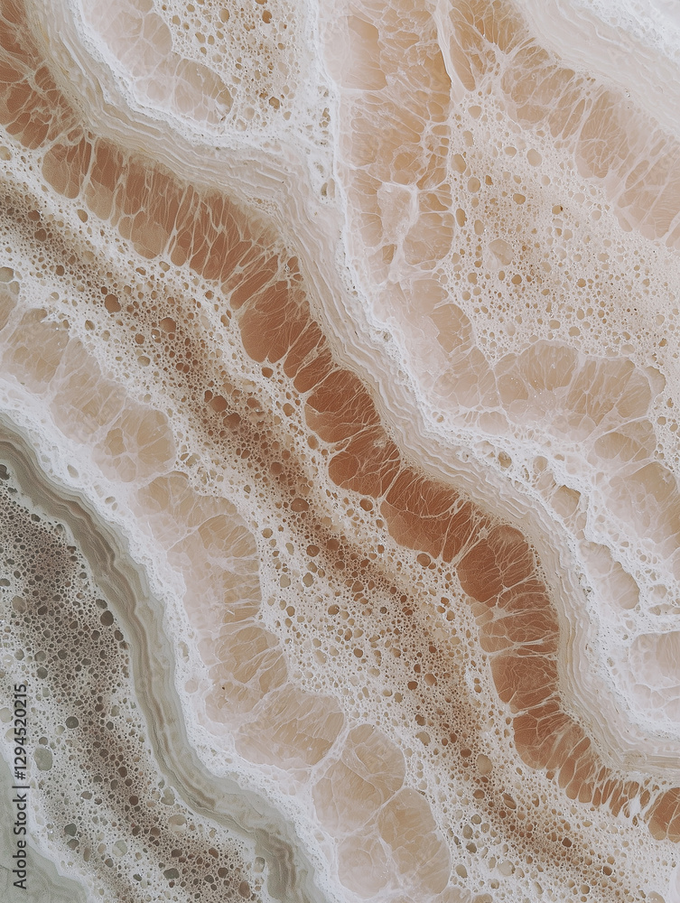 Leinwandbilder Detailed macro image of marble surface with intricate patterns and textures, showcasing natural beige and brown tones. close up view highlights unique veining and organic design, creating