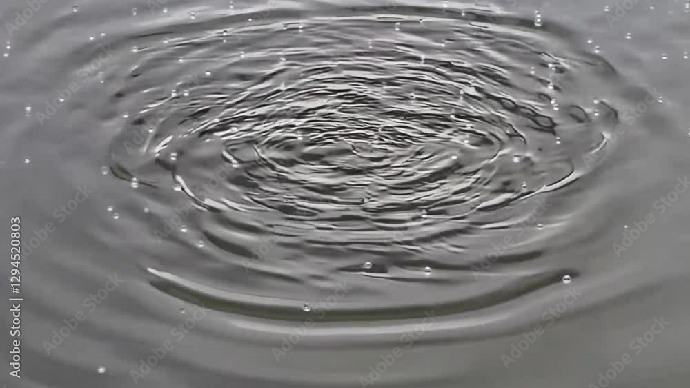 Poster a rhythmic drizzle where water droplets fall in perfect synchronization from the clouds. as they hit