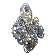 Illustration 3D Clock Gear Mechanism Steampunk Mechanical Design