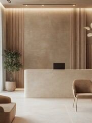 Modern minimalist reception area is clean and quite welcoming