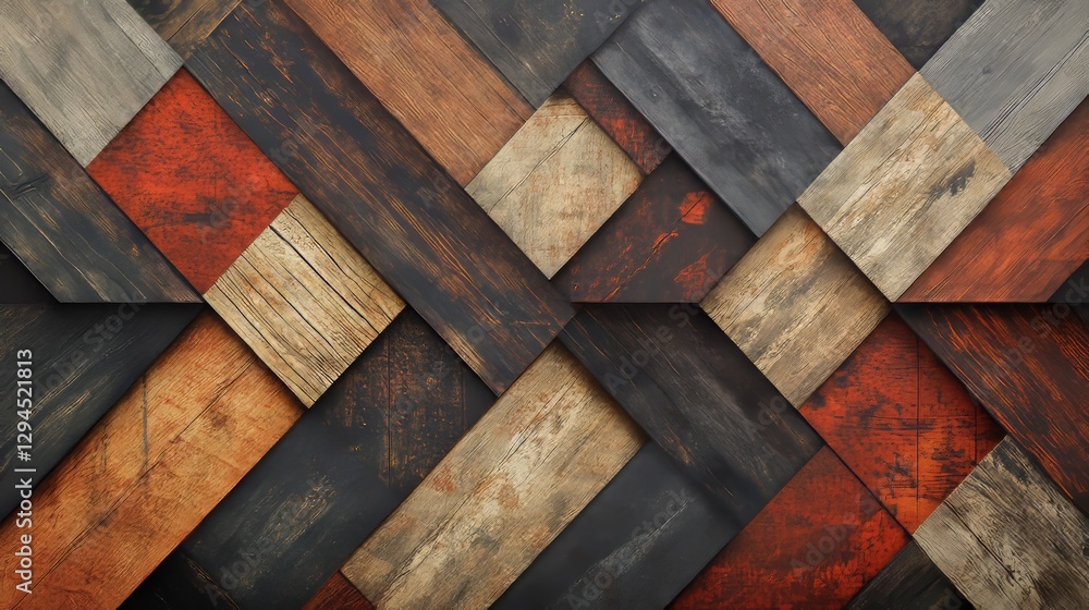 Poster wooden design with mixed patterns and colors in a geometric shape. it has a polished and natural loo