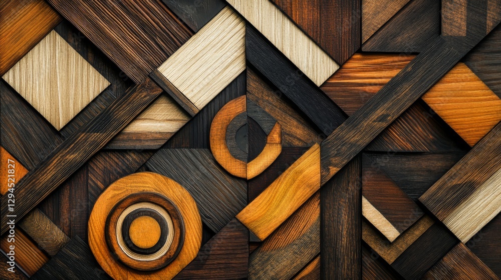 Poster wooden design with mixed patterns and colors in a geometric shape. it has a polished and natural loo
