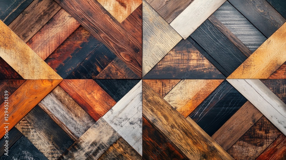 Poster wooden design with mixed patterns and colors in a geometric shape. it has a polished and natural loo