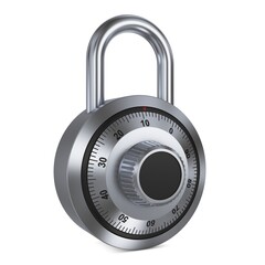 Illustration 3D Dial Combination Padlock Secure Locking Mechanism