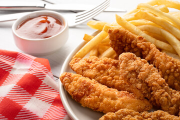 Chicken tenders. Fried chicken breast strips 