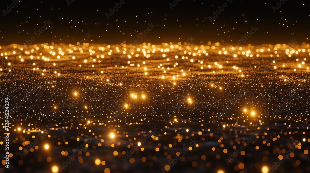 Poster golden sparkling lights on dark background creating magical atmosphere