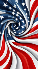 Blue, white, and red vector background with a circle in the center
