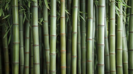 Obraz premium Lush Green Bamboo Forest with Vertical Stalks and Soft Natural Light