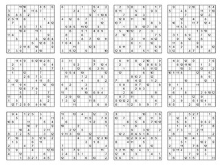 12X12 Sudoku game puzzle set