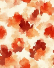 Abstract Red And Orange Watercolor Floral Pattern