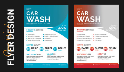 Creative car wash car detailing and rental flyer, car service, and price list flyer, automobile car service flyer modern car wash car detailing and rental flyer, car service, and price list flyer.