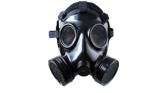 Emergency response drill featuring gas mask use urban environment safety equipment close-up view preparedness concept