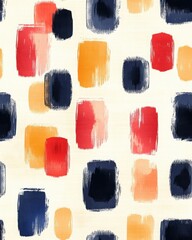 Abstract Watercolor Pattern with Red Orange and Blue Brushstrokes