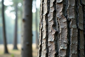 Fototapeta premium Detailed Close-up of Tree Bark Texture in a Forest Setting