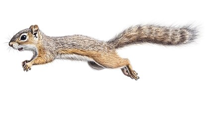 Squirrel in Mid-Flight Captured in Stunning Detailed Illustration