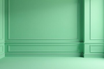 Serene Mint Green Room with Classic Wall Paneling and Elegant Molding Details