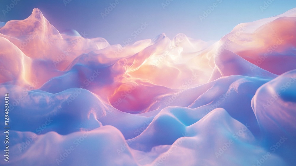 Aufkleber as the golden hour approaches, soft pastel clouds fill the sky, casting a serene glow over the undul