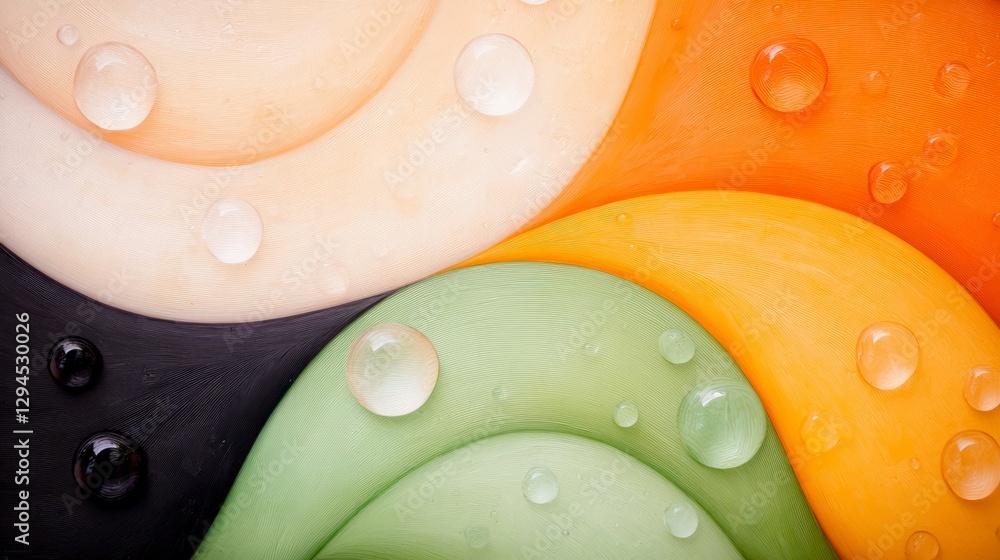 Poster abstract colorful rubber surface with water droplets texture background design macro