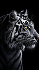 Obraz premium A majestic black and white tiger 