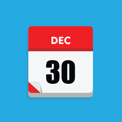 calender icon, 30 december icon with blue background
