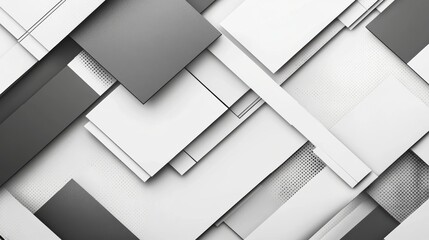 Fototapeta premium Abstract grayscale geometric shapes overlap