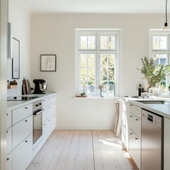 A modern kitchen offers a clean and bright interior