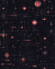 Obraz premium Glowing Pink Cosmic Particles and Lines Abstract Background