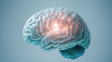 Obraz premium Illuminated Human Brain Neuroscience Neurology Mind Power Neural Network Cognition