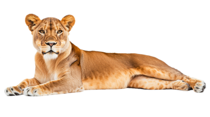 Majestic lioness resting in studio setting animal photography natural habitat close-up perspective wildlife conservation concept