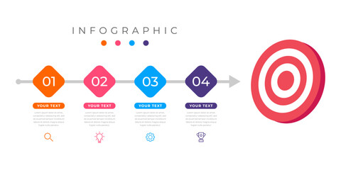 Target Achievement Infographic with 4 Steps