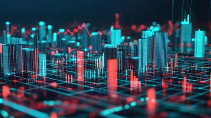 Dynamic data visualization in urban environment gigapixel scale technology futuristic digital landscape