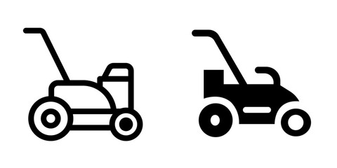 Naklejka premium Efficient Lawn Mower Icon Set – Vector Design Symbols