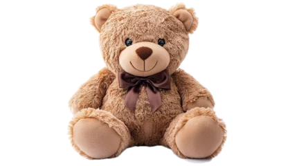Fotobehang Beer Playful teddy bear cozy home environment soft toy photography comforting atmosphere close-up view childhood memories  © Youttakone