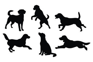 vector, isolated silhouette of a dog collection

