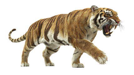 Dynamic tiger roaming through lush jungle wildlife photography nature exploration vivid environment close-up perspective