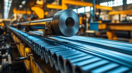 Steel sheets are processed through rollers in a production line designed to create corrugated profiles. This activity highlights advanced manufacturing techniques in action