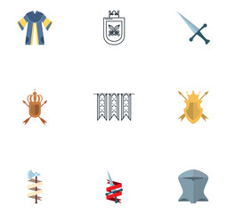 Set of medieval era vector icons with white background
