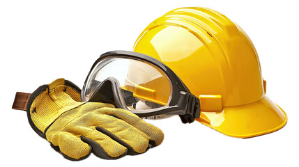 Safety equipment setup construction site product display industrial environment close-up view personal protective gear essentials for workers