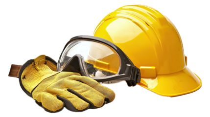 Safety equipment setup construction site product display industrial environment close-up view personal protective gear essentials for workers