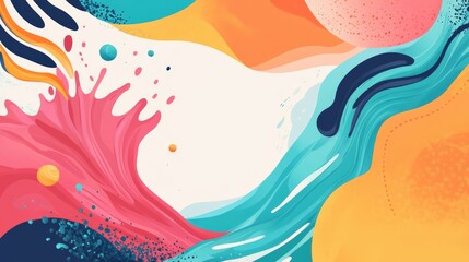 Vibrant Abstract Art: Pink, Teal, & Orange