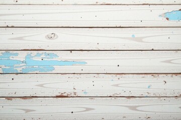 Obraz premium Distressed Wooden Planks with Pale Blue Paint Flaking and Showing Natural Wood Grain