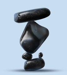 Balance shown as stacked black stones on light blue background