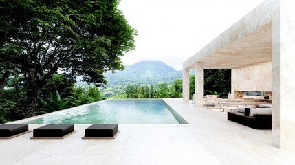 Obraz premium Luxury Infinity Pool Villa Tropical Landscape Modern Architecture Tranquil Haven