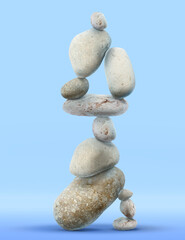 Balance shown as stacked stones on light blue background