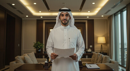 arab saudi man business concept with work papers