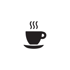 Simple black and white coffee cup icon