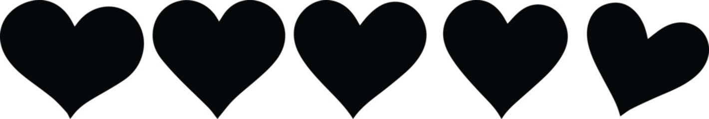 Fototapeta premium Heart, Black Heart Icons Set, Collection of Love Hearts, Romance, and Valentine's Day Vector Hearts Symbols for Digital Design