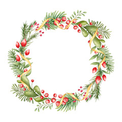 Watercolor floral christmas frame