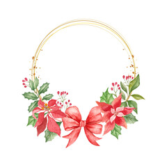 Watercolor floral christmas frame